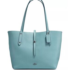 New Coach Market Tote in Polished Pebble Leather Cloud